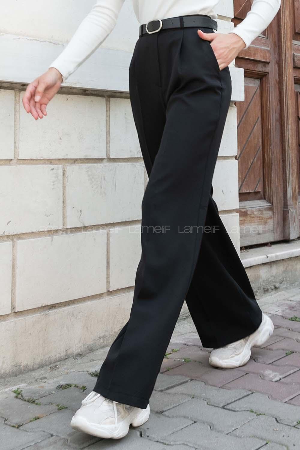 Black Cotton Fabric High Waist Material Pants