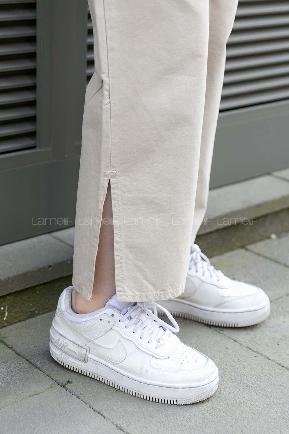 Beige Denim High Waist Denim Comfortable Pants