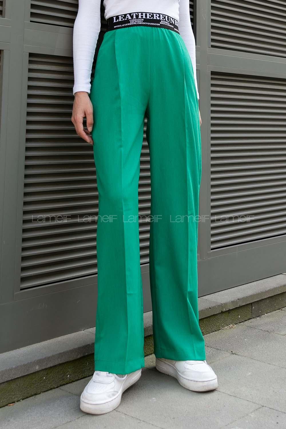 Green Viscose Fabric High Waist Comfortable Pants