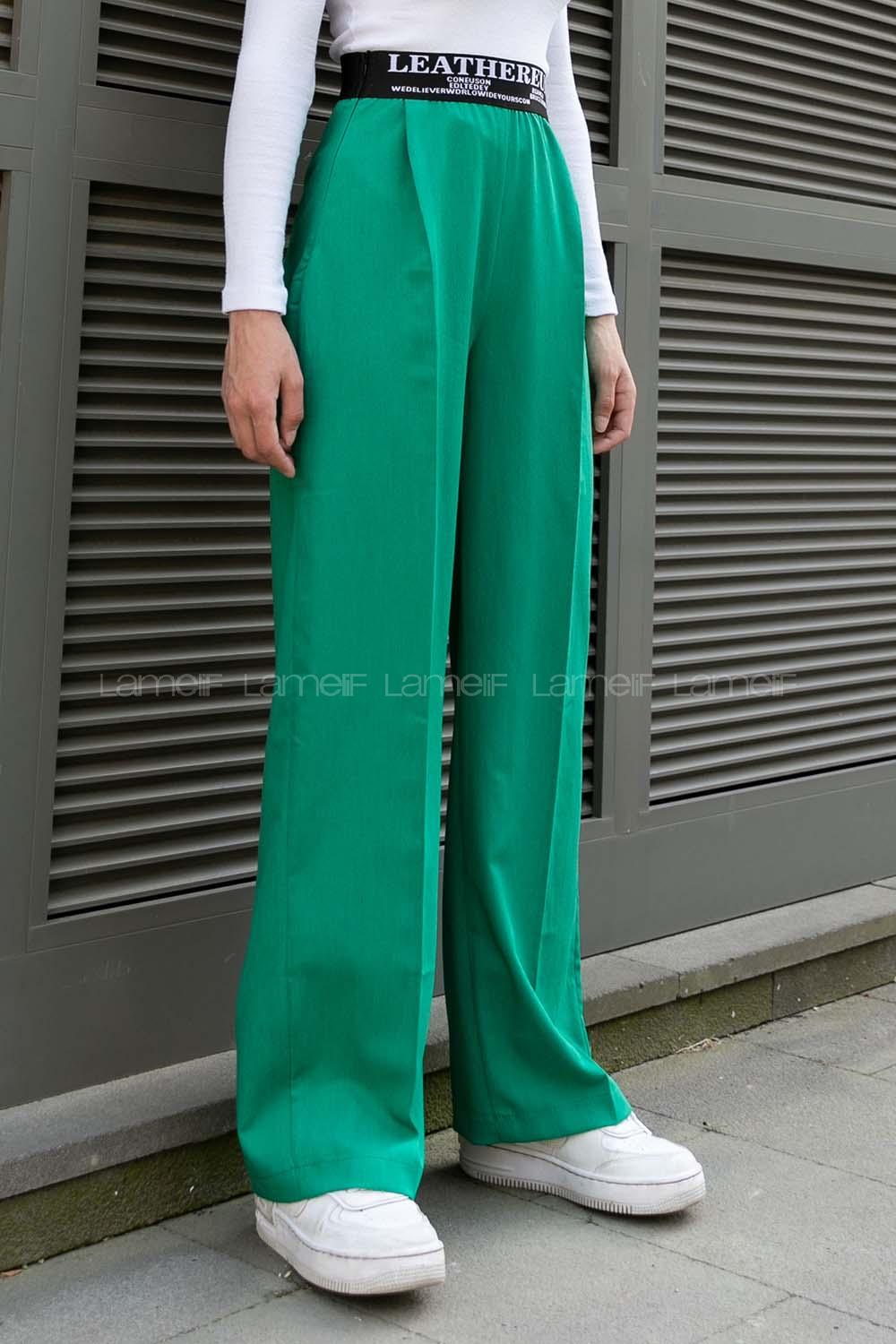 Green Viscose Fabric High Waist Comfortable Pants