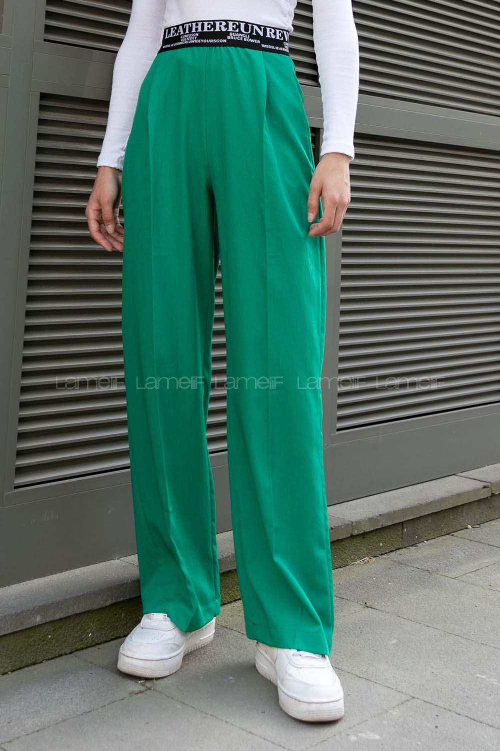 Green Viscose Fabric High Waist Comfortable Pants