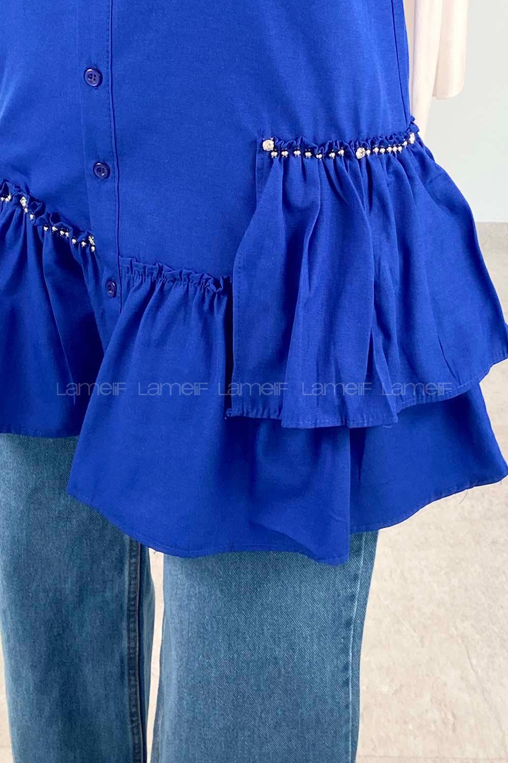 Saxe Shirt Collar Long Arm Cotton Unprinted Shirt