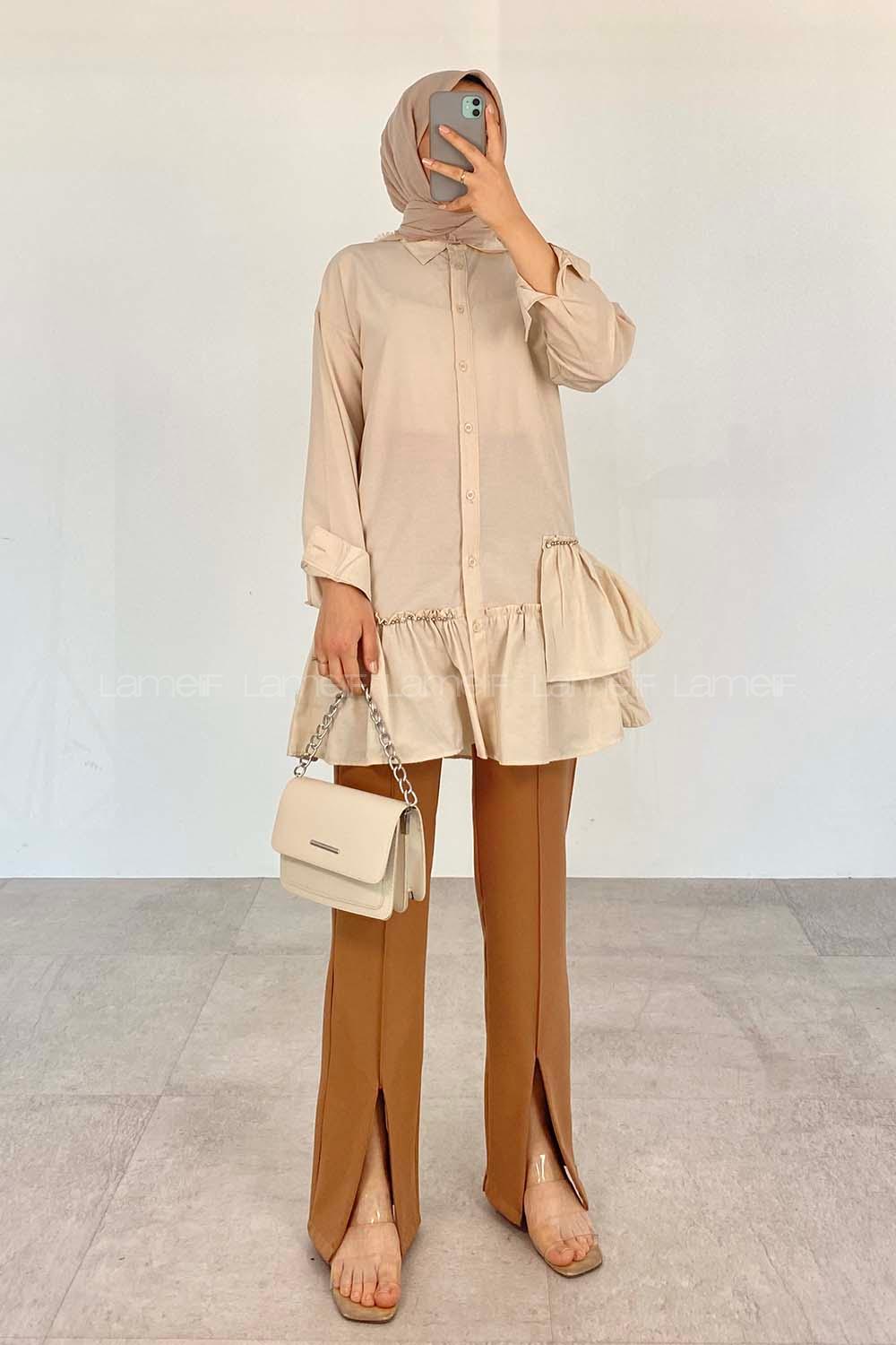 Stone Shirt Collar Long Arm Cotton Unprinted Shirt