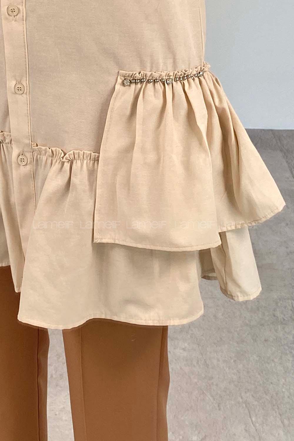 Stone Shirt Collar Long Arm Cotton Unprinted Shirt