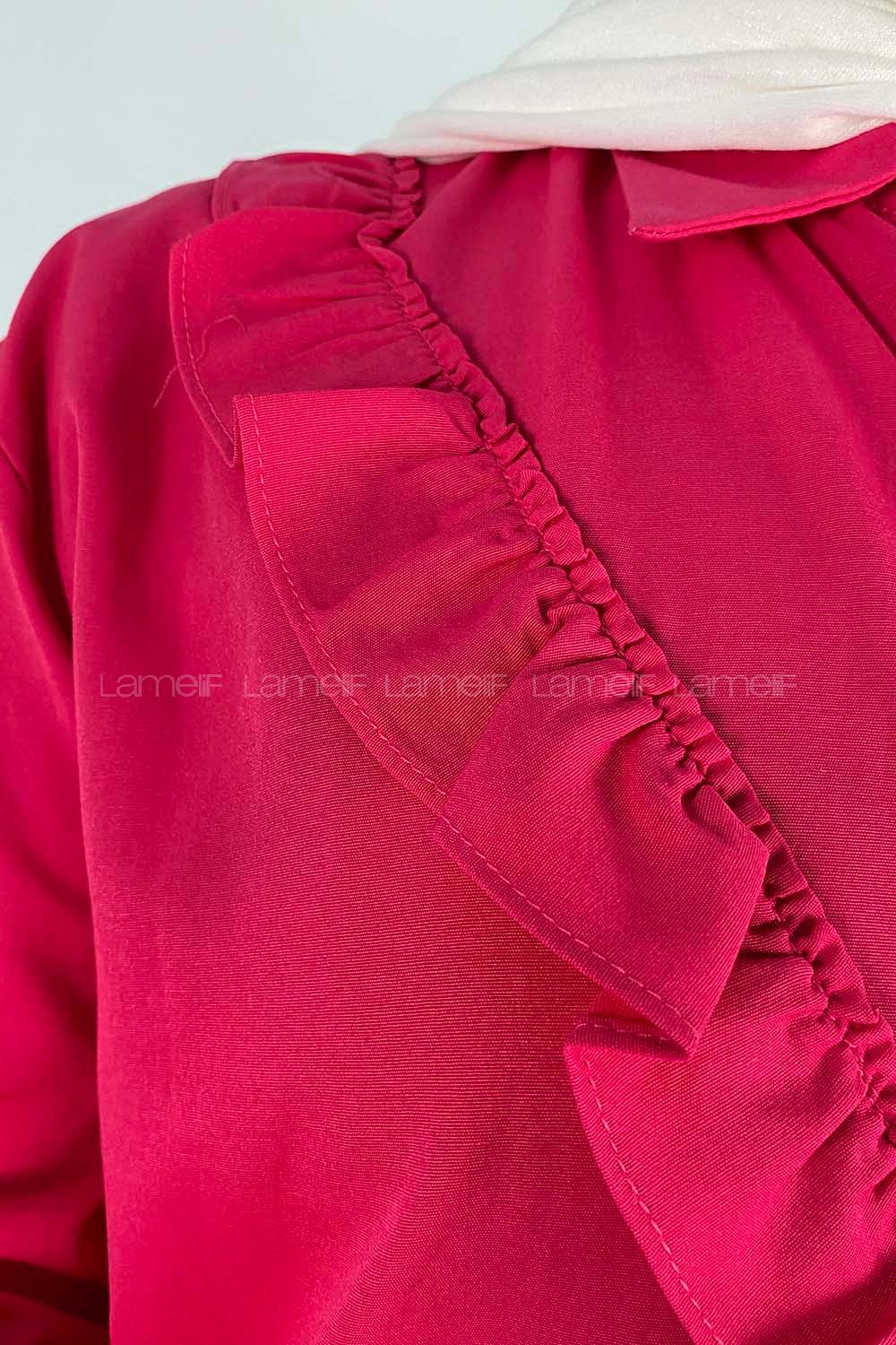 Fuchsia Shirt Collar Long Arm Cotton Unprinted Shirt