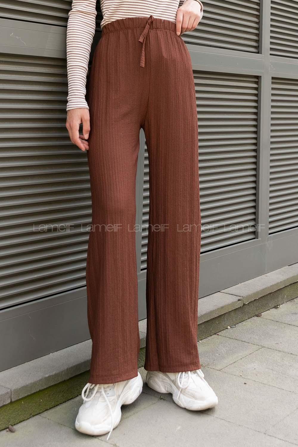 Brown Viscose Fabric High Waist Comfortable Pants