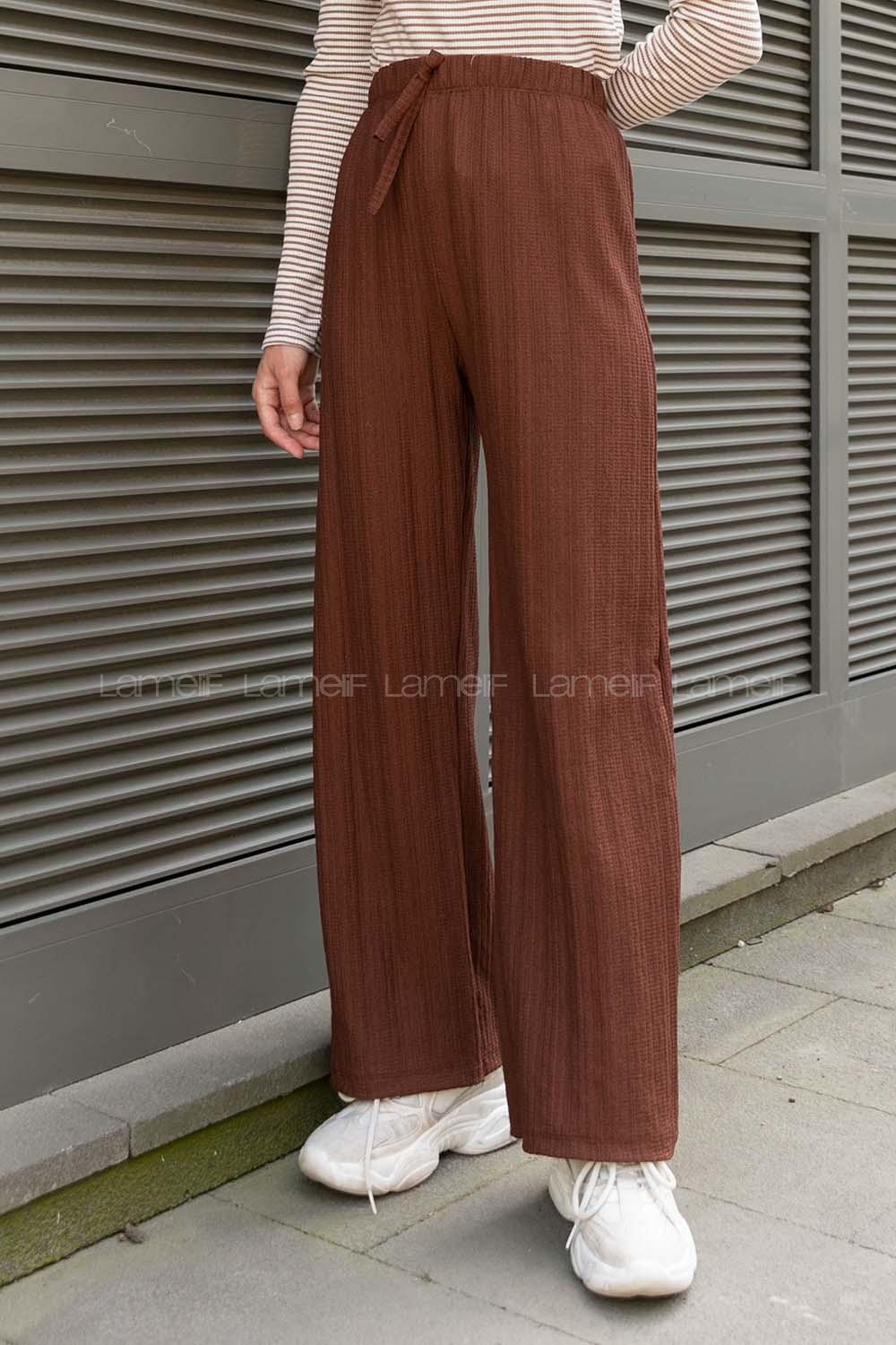 Brown Viscose Fabric High Waist Comfortable Pants