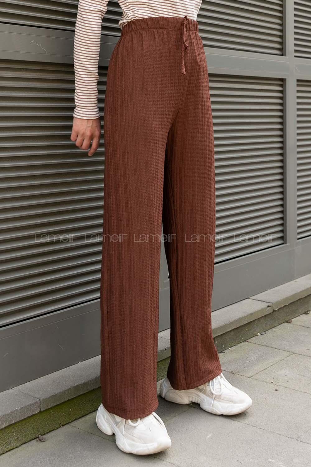 Brown Viscose Fabric High Waist Comfortable Pants