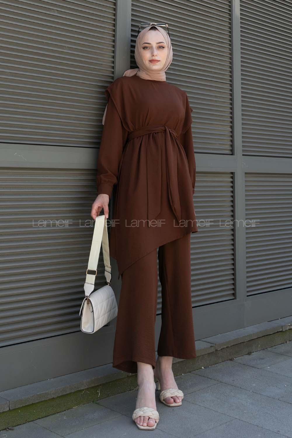 Bitter Brown Mandarin Collar Long Arm Without Accessories Ayrobin Regular Trousers Comfortable Suit