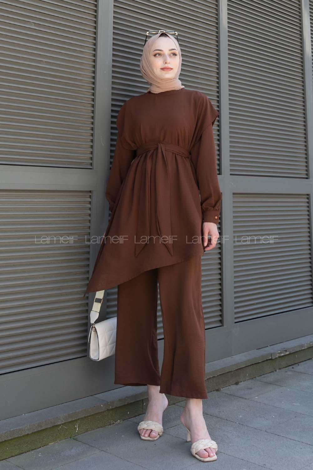 Bitter Brown Mandarin Collar Long Arm Without Accessories Ayrobin Regular Trousers Comfortable Suit