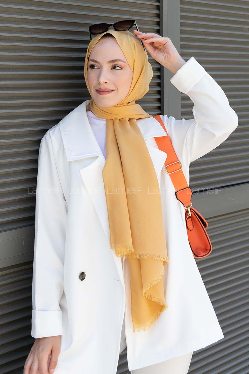 Yellow Cotton Fabric Viscose Fabric Straight Shawl