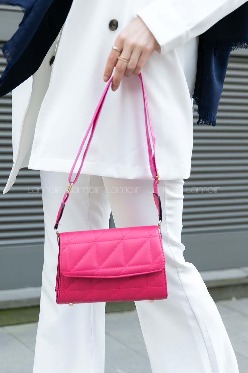 Pink Buckle Skin Hand Bag Bag