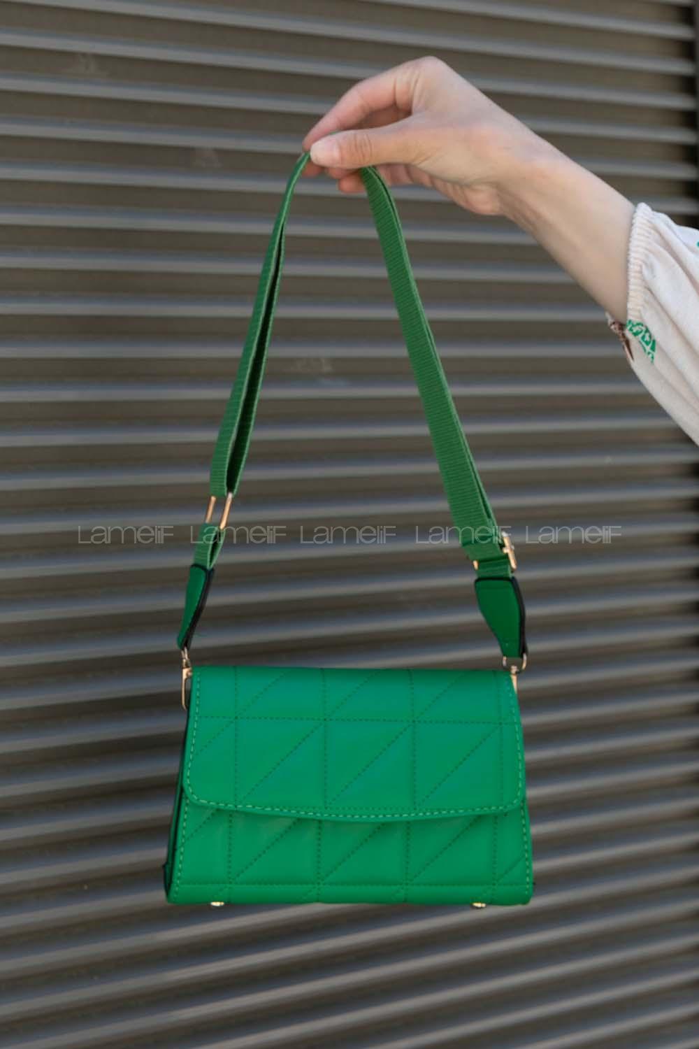 Green Buckle Skin Hand Bag Bag