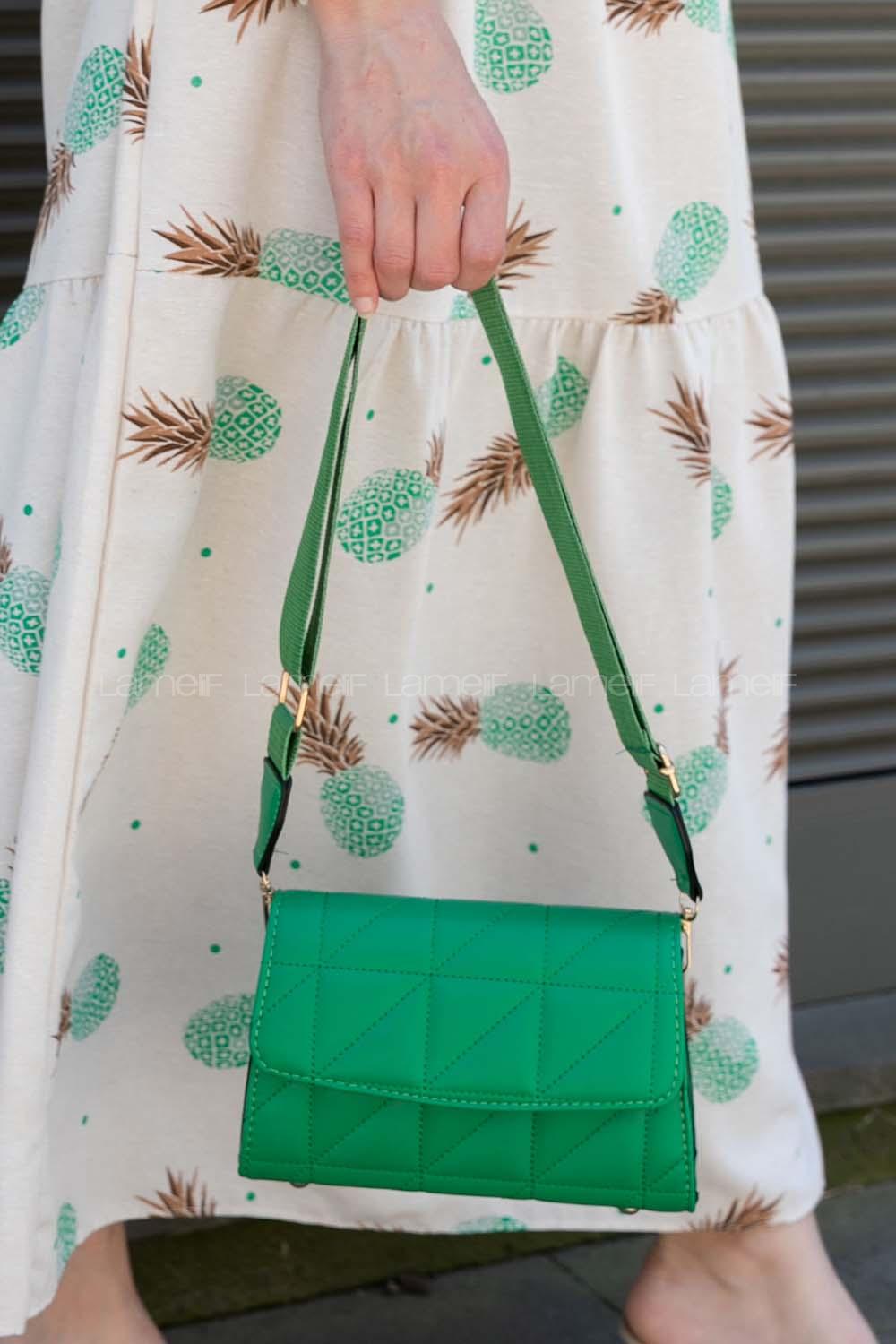 Green Buckle Skin Hand Bag Bag