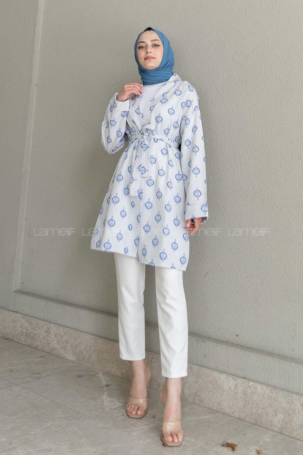 Saxe Long Arm Without Accessories Linen Printed Kimono