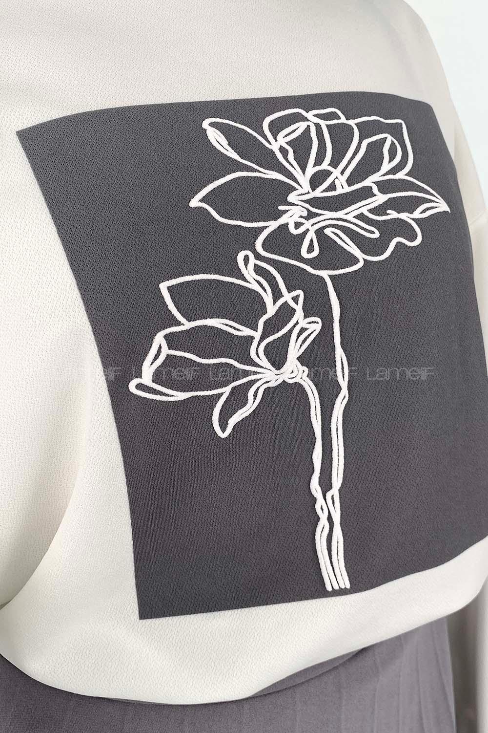 Gray Crew Neck Long Arm Without Accessories Viscose Fabric Pleated Suit