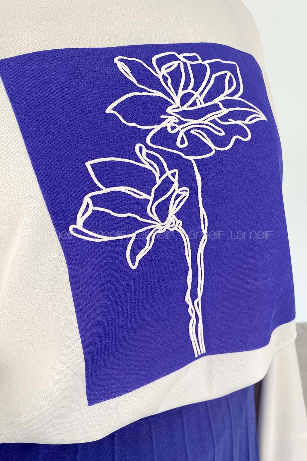 Purble Crew Neck Long Arm Without Accessories Viscose Fabric Pleated Suit