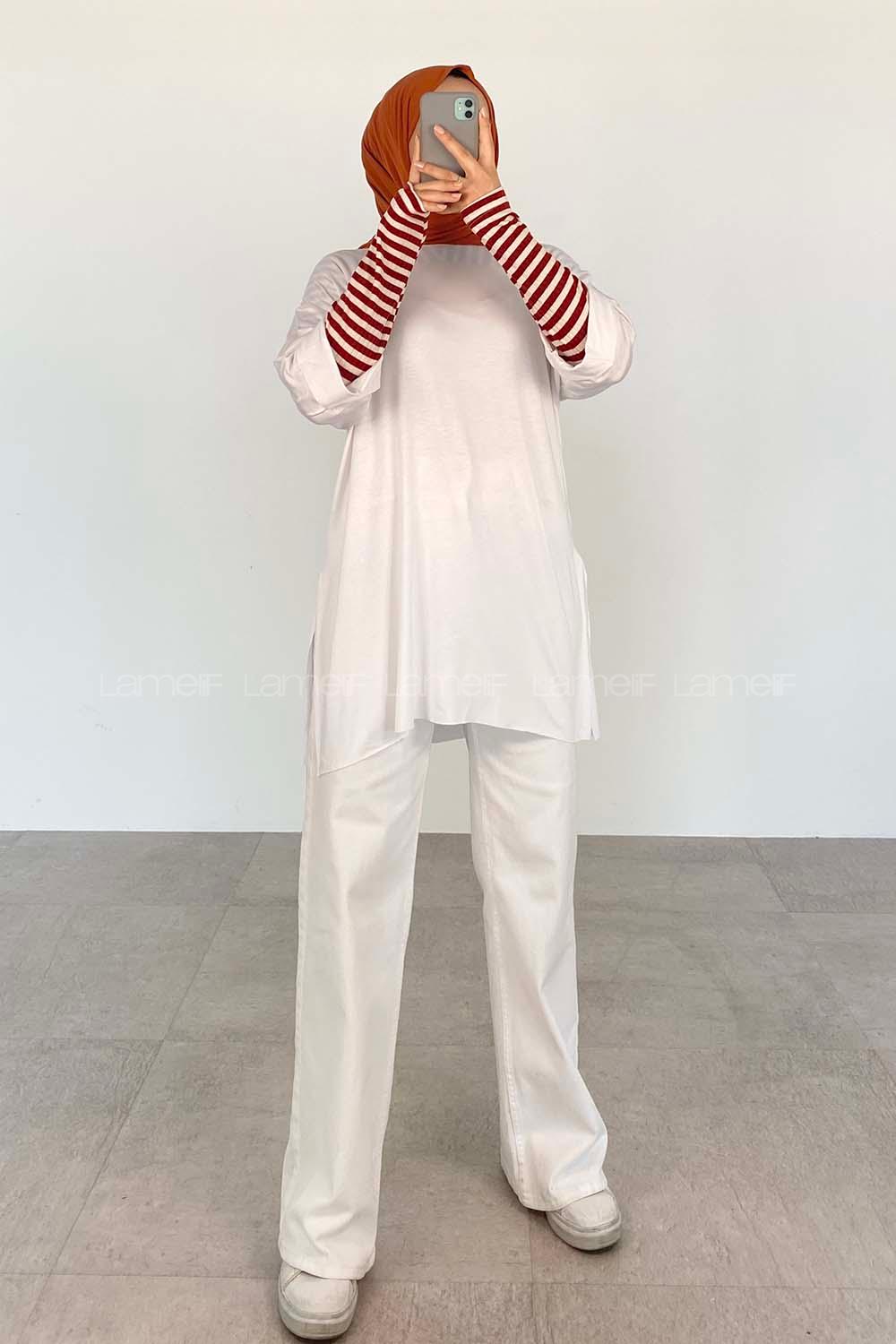 White Crew Neck Half Arm Arm Cotton Unprinted T-shirt