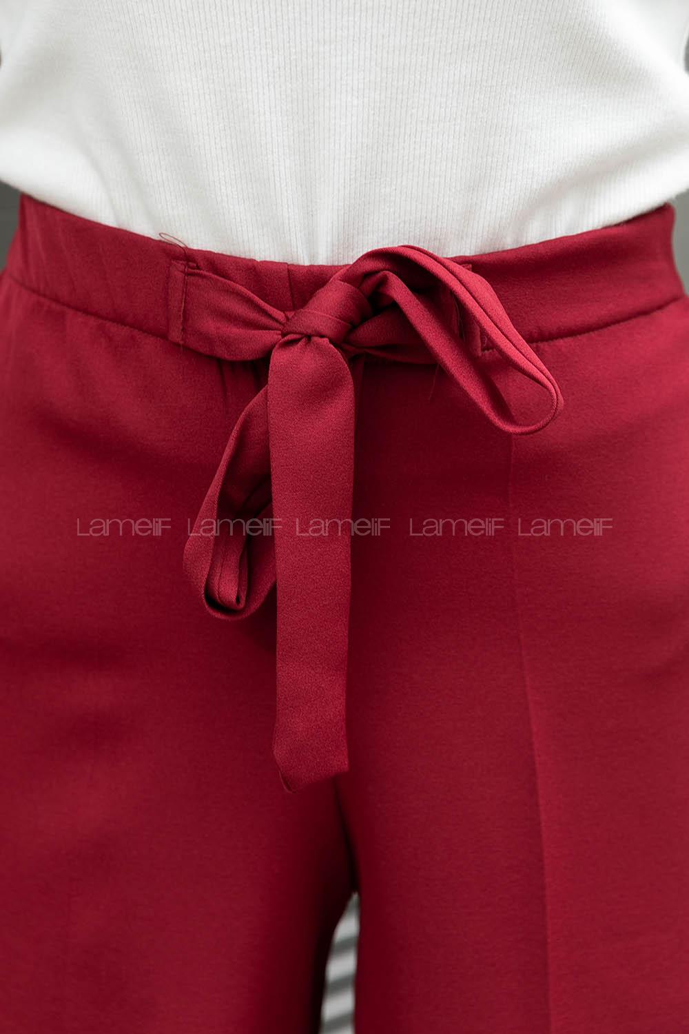 Claret Red Crepe Fabric High Waist Material Pants
