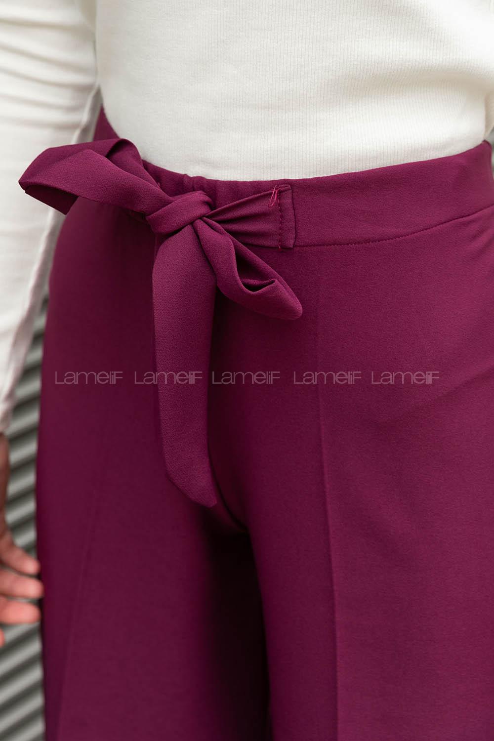 Eggplant Purple Crepe Fabric High Waist Material Pants