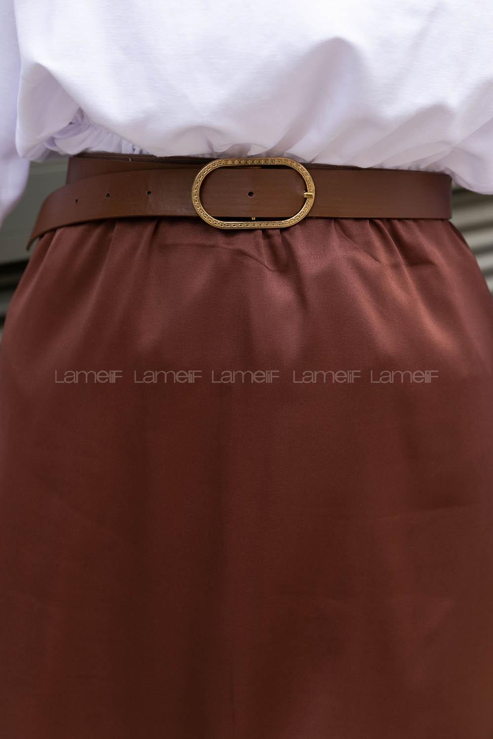 Brown Viscose Fabric Unprinted Skirt
