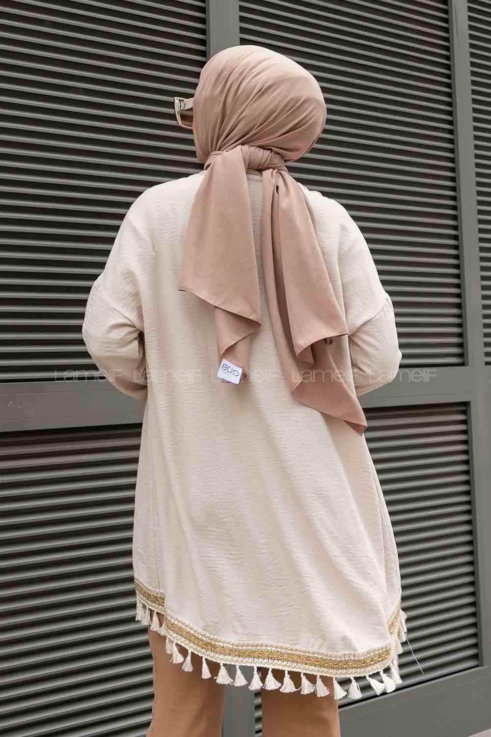 Beige Bat Sleeve Arm Without Accessories Ayrobin Straight Kimono