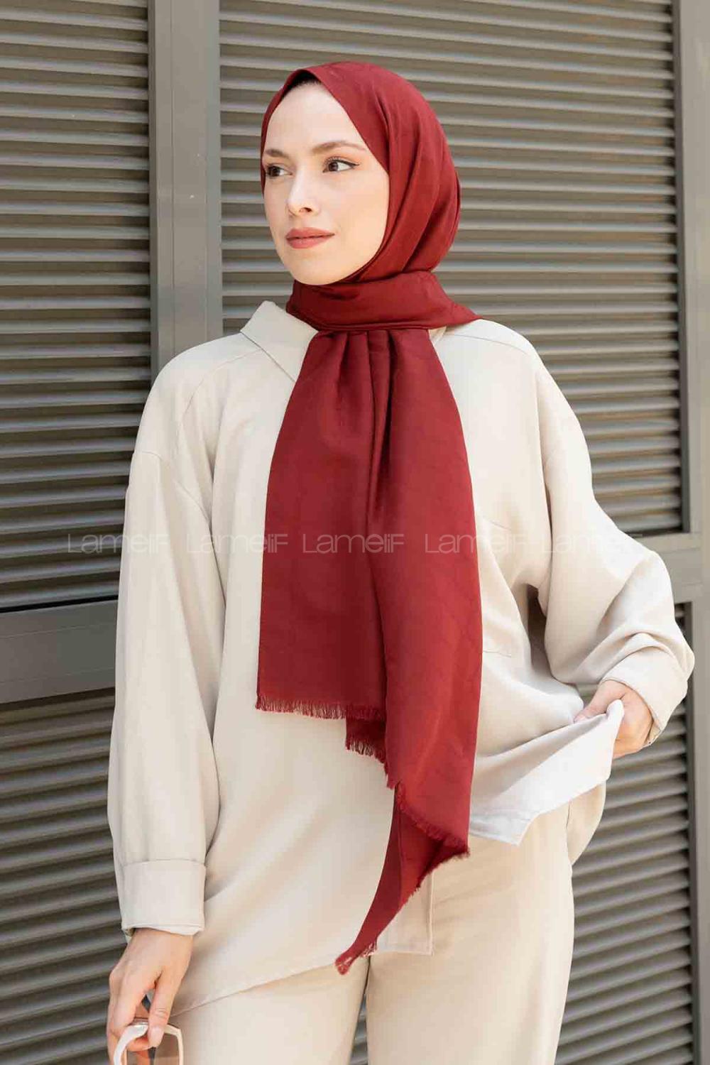 Claret Red Cotton Fabric Viscose Fabric Straight Shawl