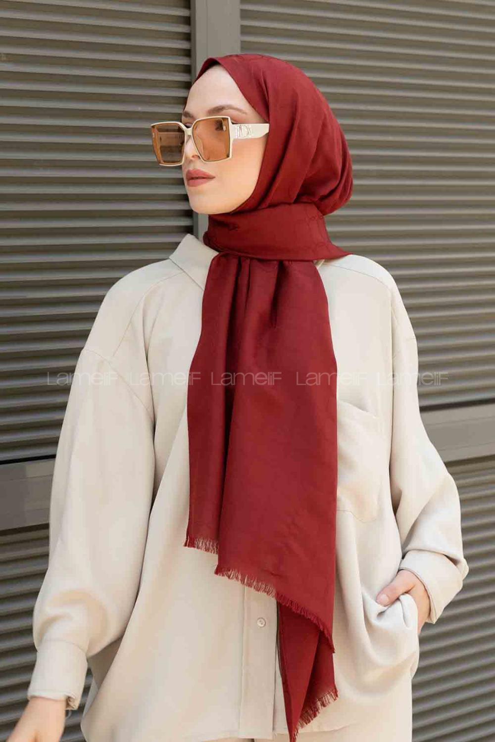 Claret Red Cotton Fabric Viscose Fabric Straight Shawl