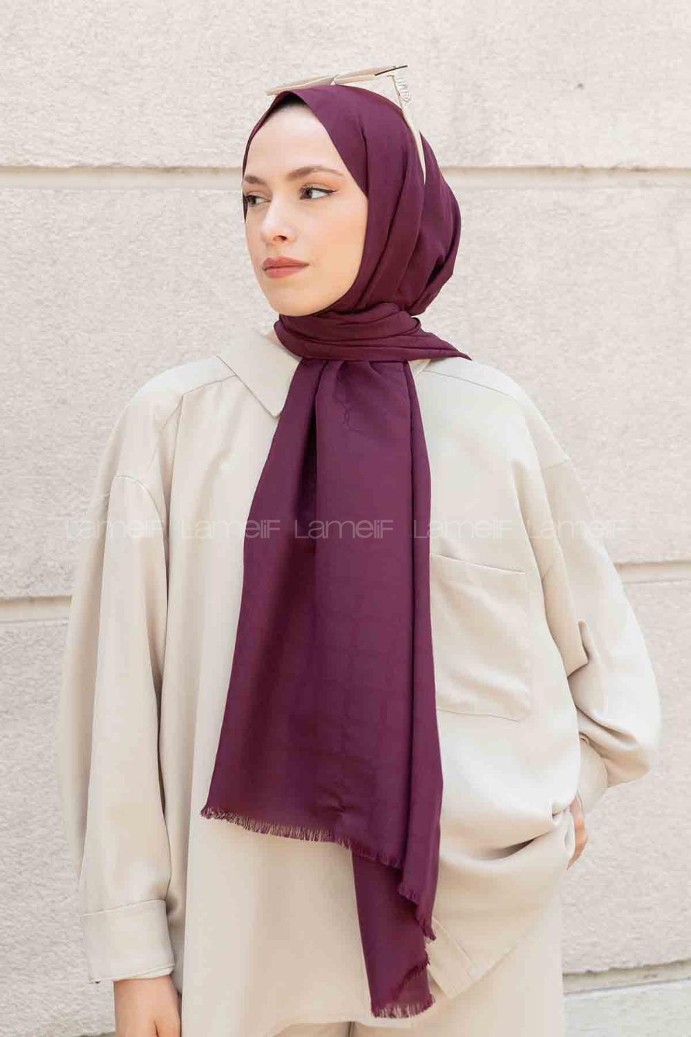Plum Cotton Fabric Viscose Fabric Straight Shawl