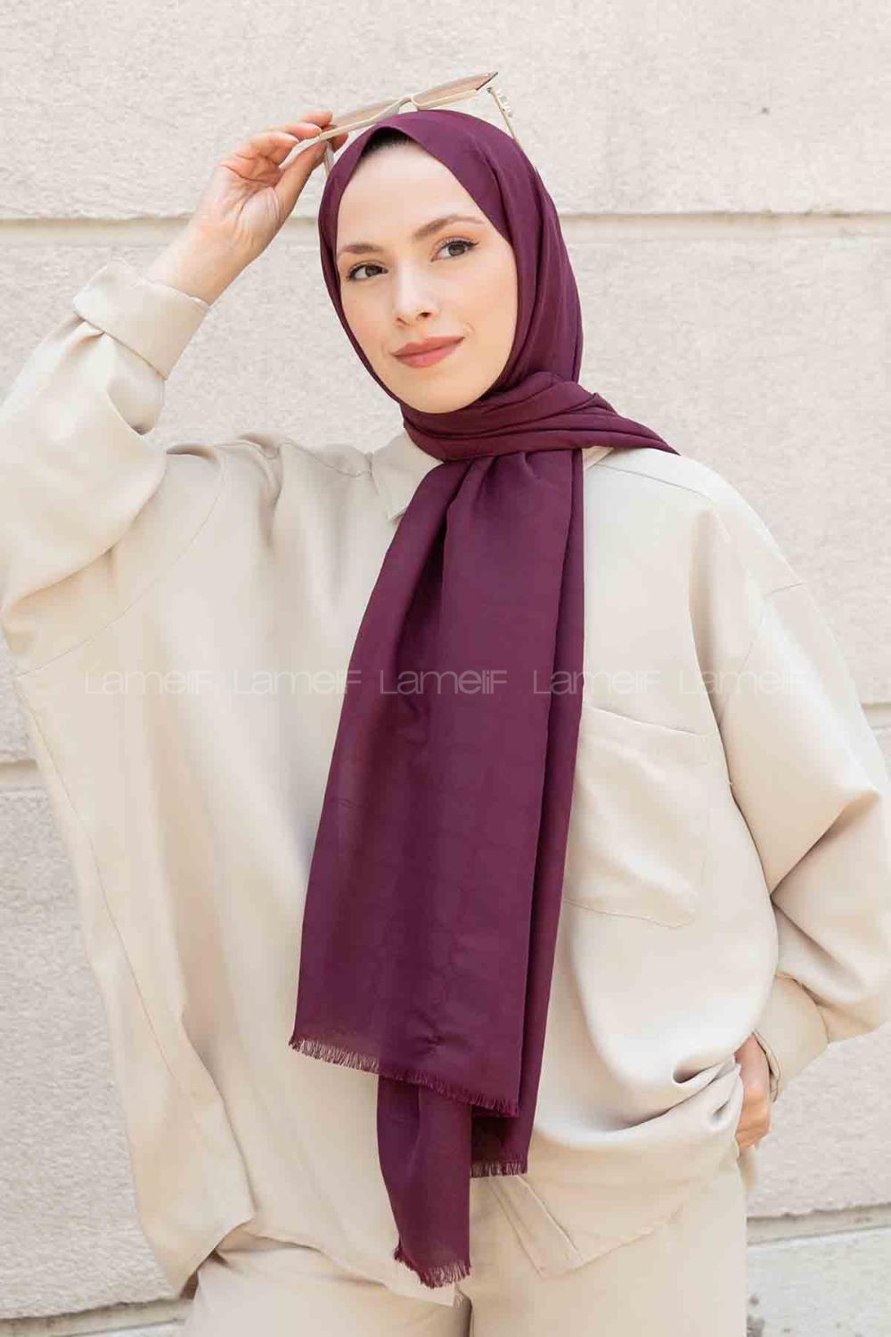 Plum Cotton Fabric Viscose Fabric Straight Shawl