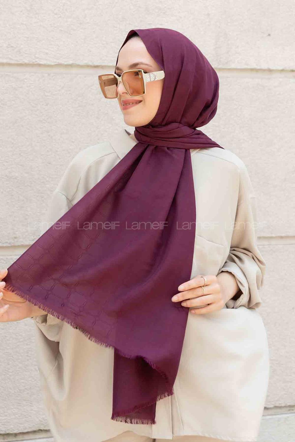 Plum Cotton Fabric Viscose Fabric Straight Shawl