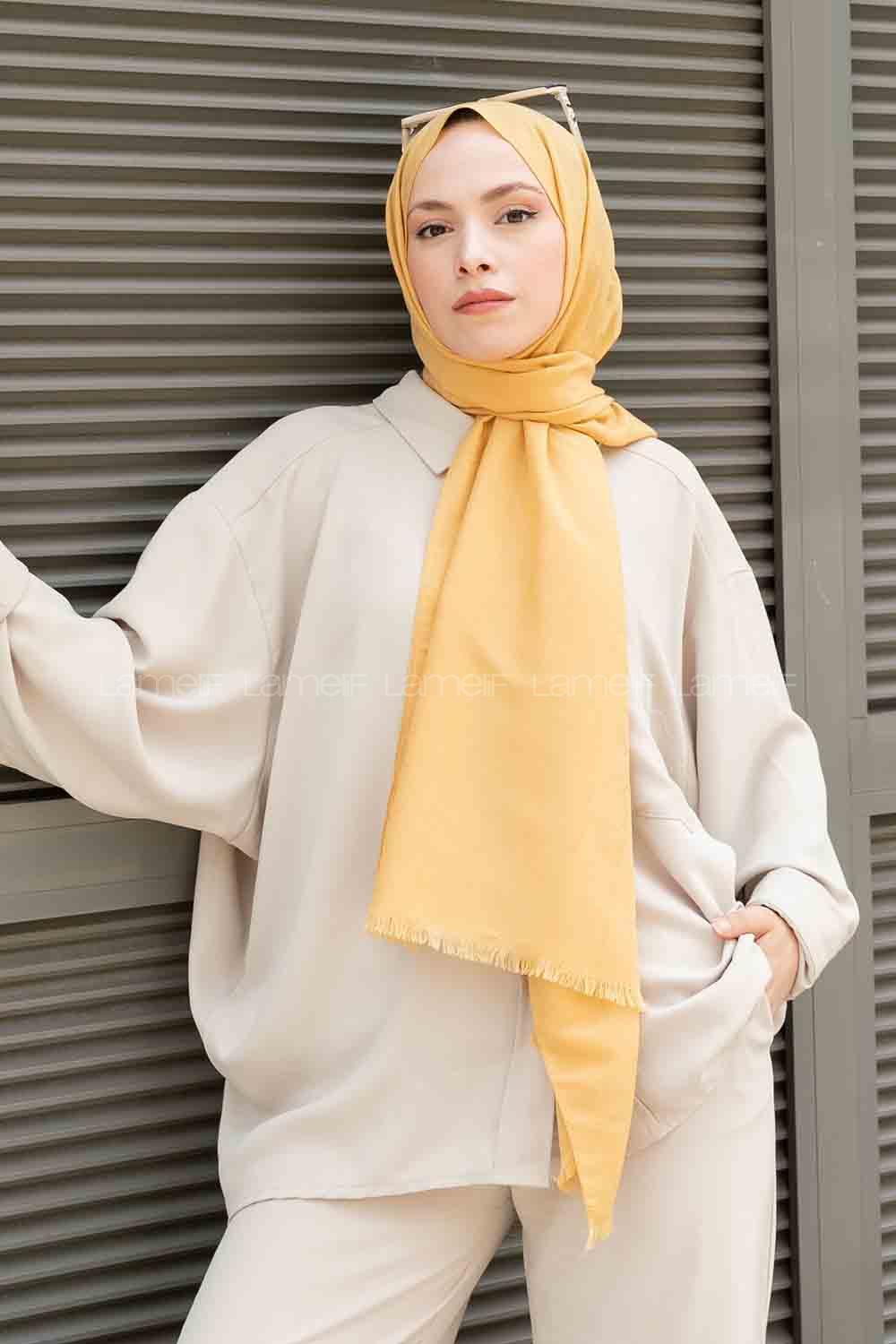Yellow Cotton Fabric Viscose Fabric Straight Shawl