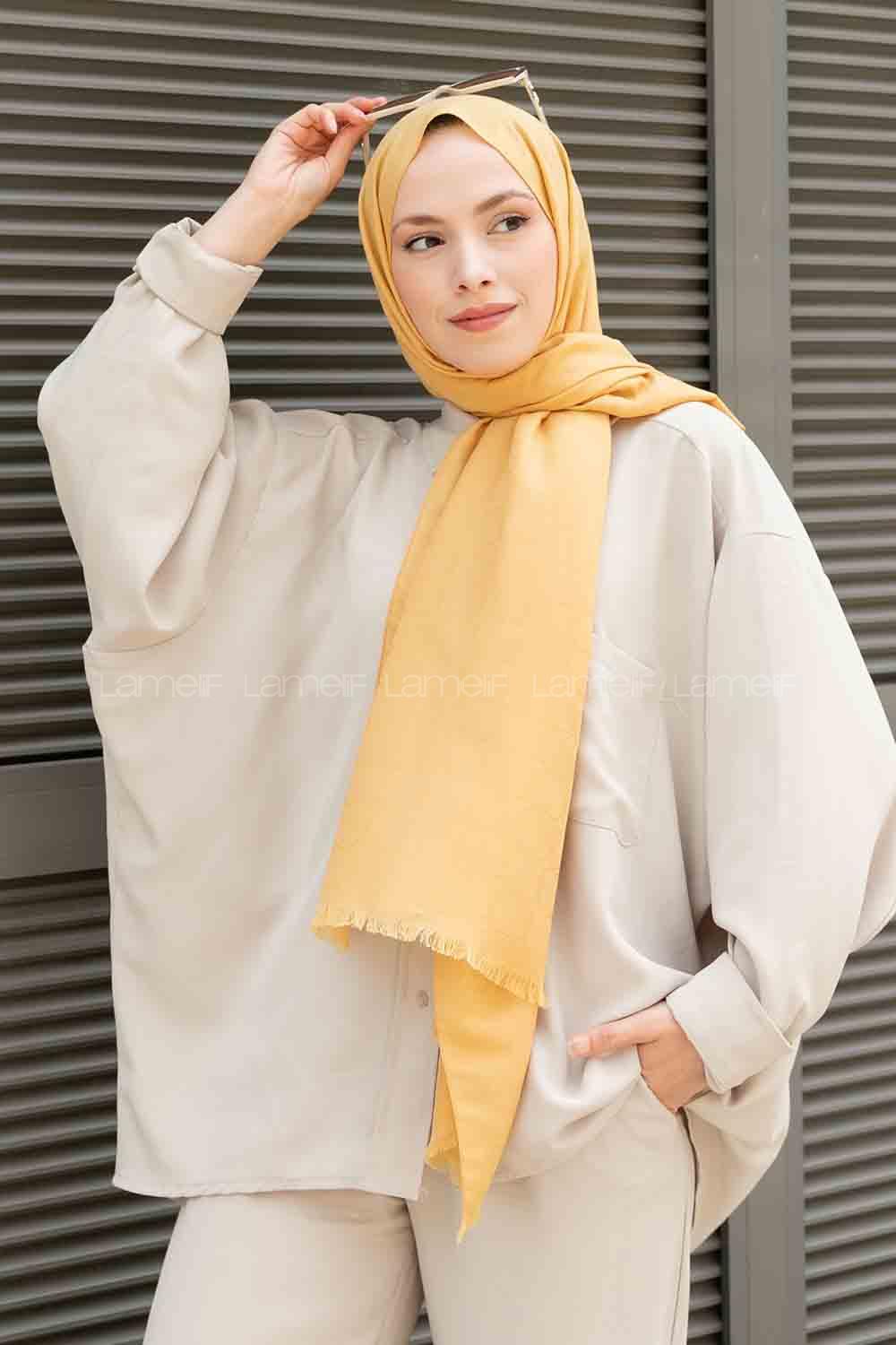 Yellow Cotton Fabric Viscose Fabric Straight Shawl
