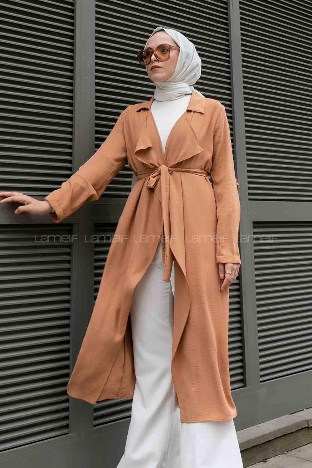 Cinnamon Long Arm Belted Ayrobin Trench Coat