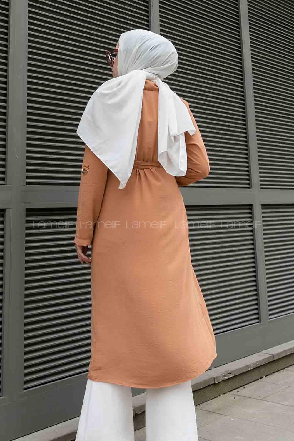 Cinnamon Long Arm Belted Ayrobin Trench Coat