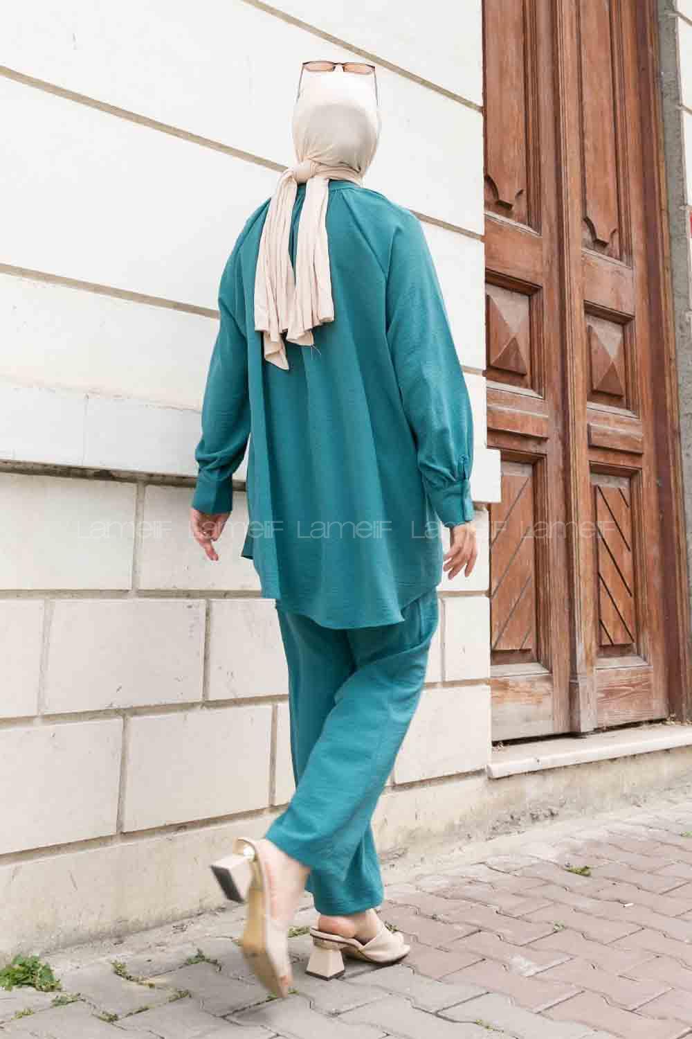 Oil Green Mandarin Collar Long Arm With Brooch Ayrobin Regular Trousers Comfortable Suit