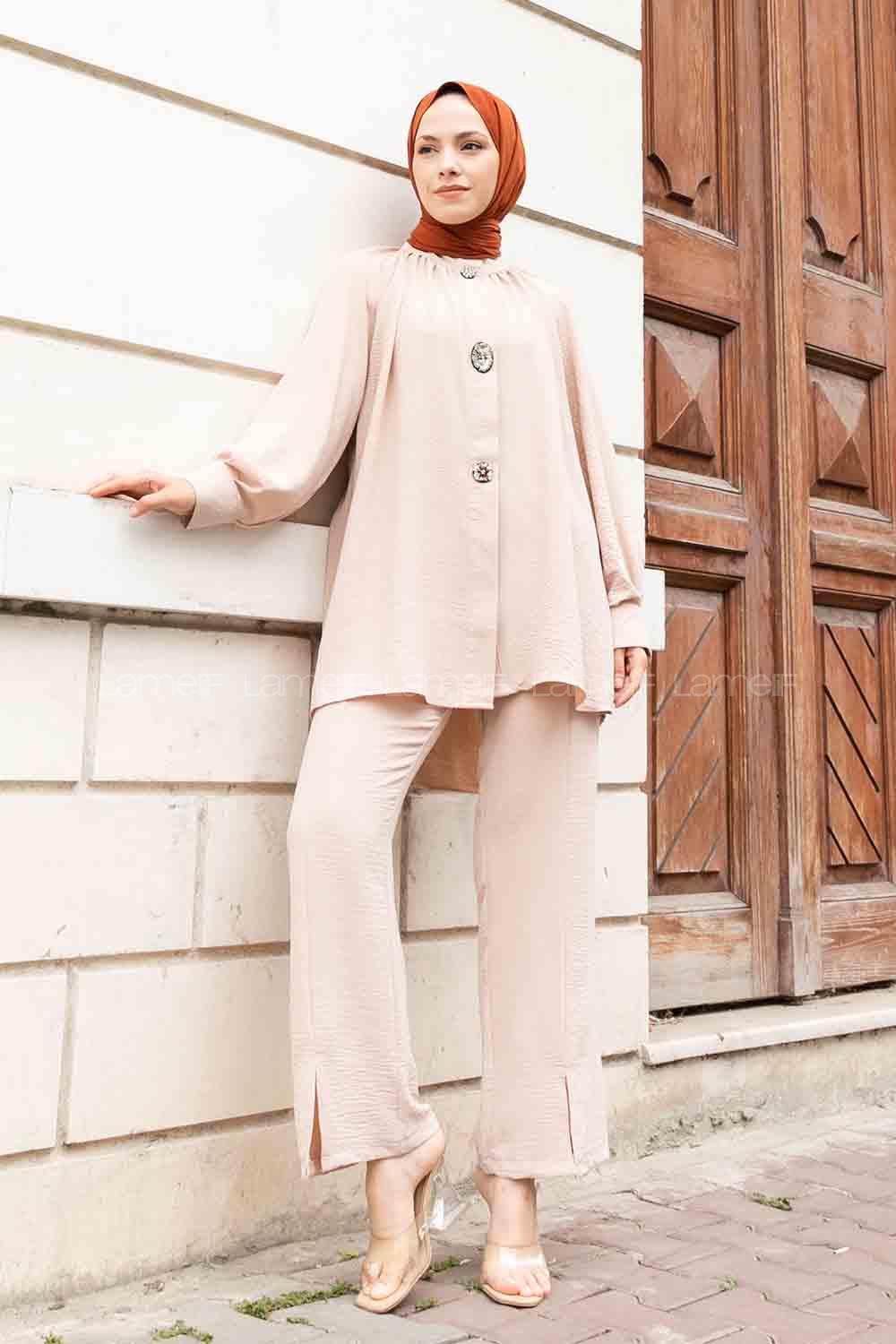 Stone Mandarin Collar Long Arm With Brooch Ayrobin Regular Trousers Comfortable Suit