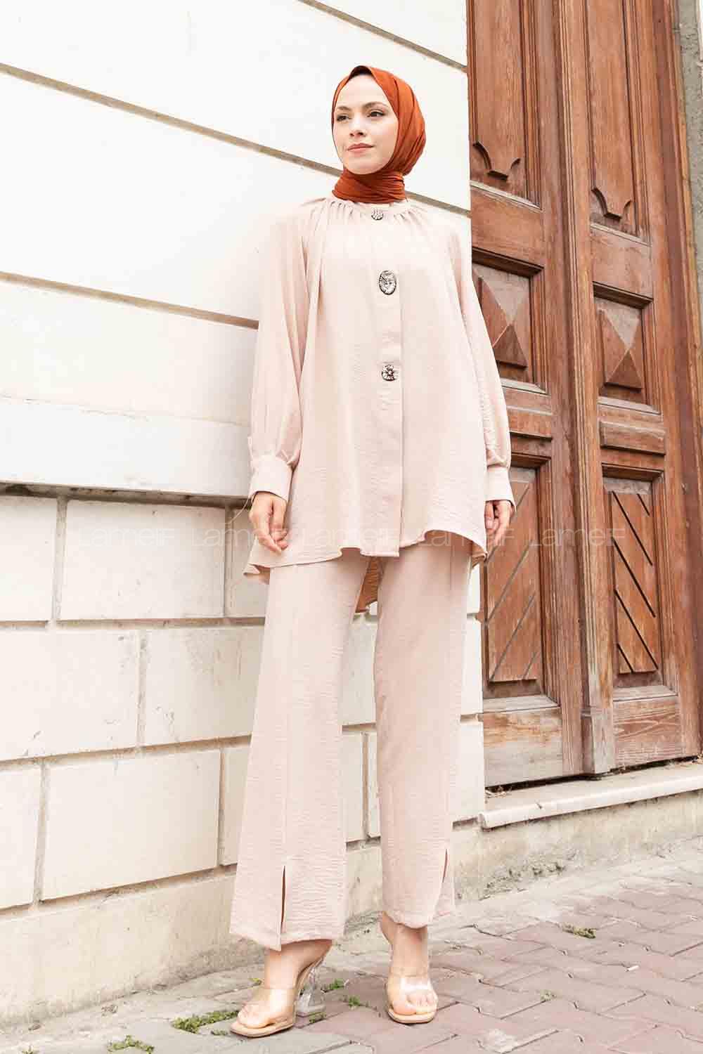 Stone Mandarin Collar Long Arm With Brooch Ayrobin Regular Trousers Comfortable Suit