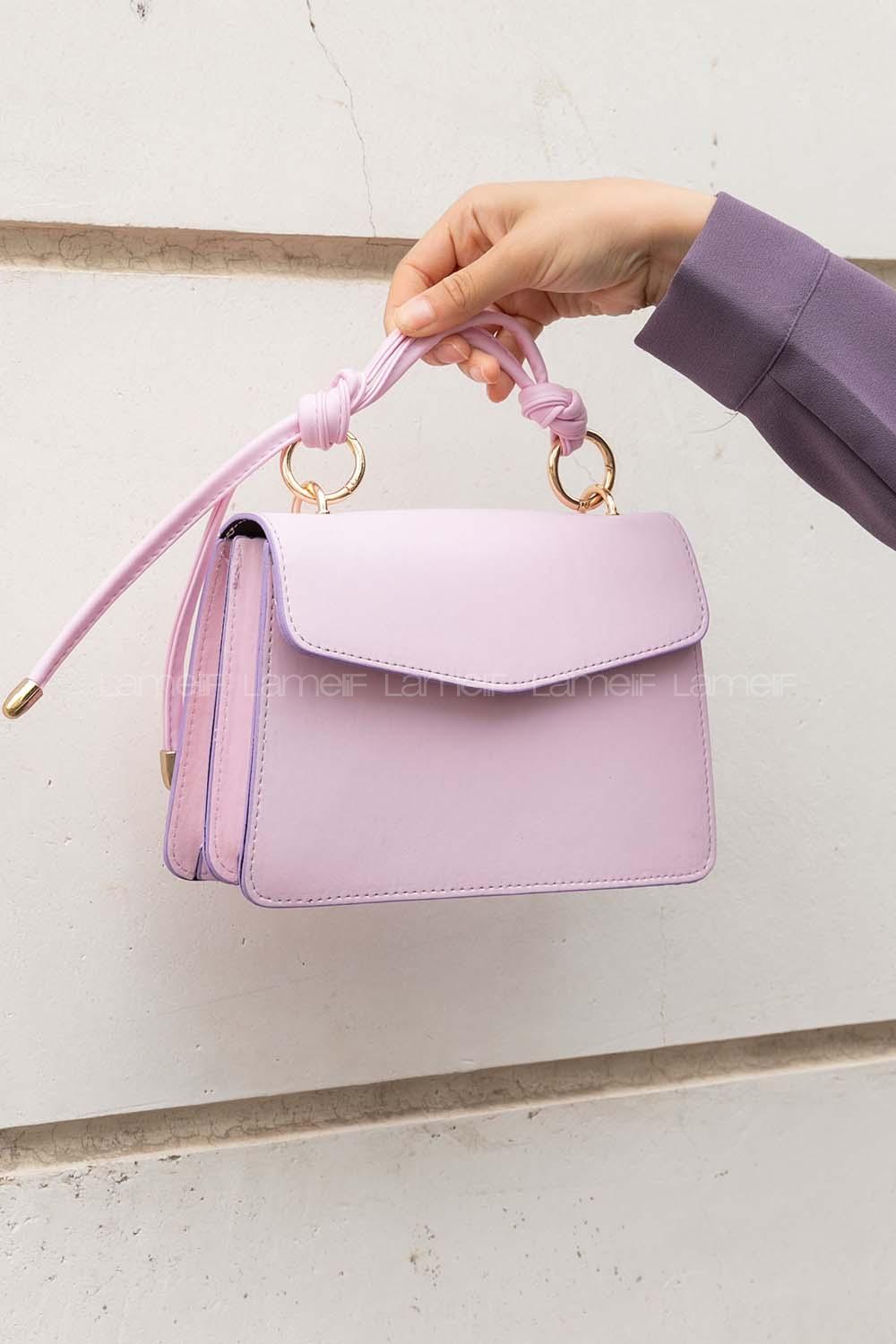 Lilac Buckle Skin Hand Bag Bag