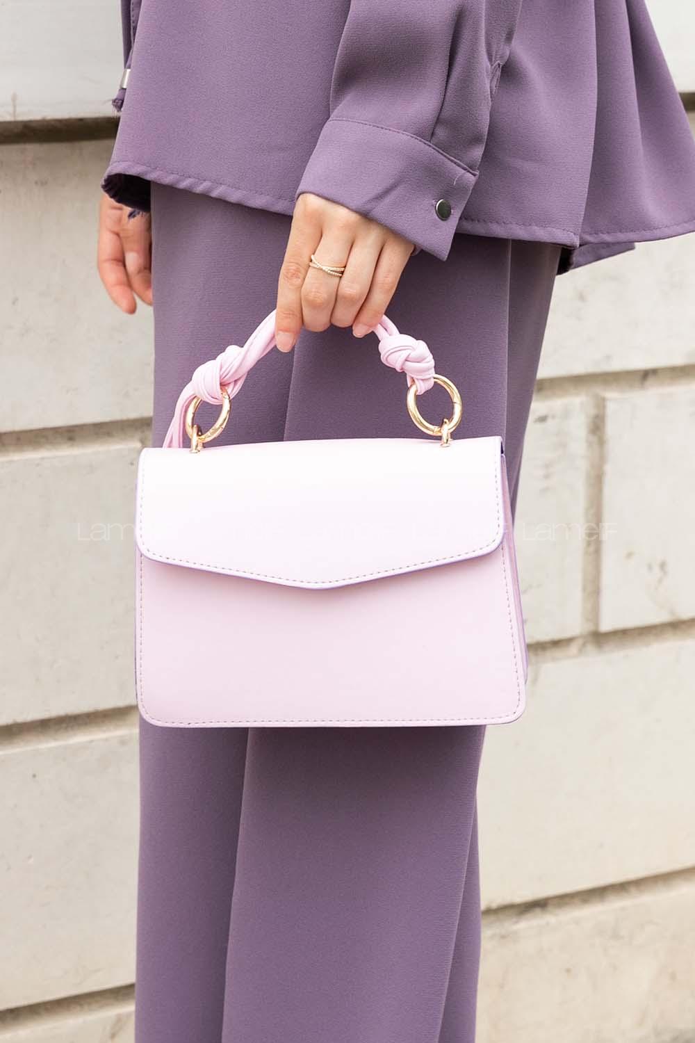 Lilac Buckle Skin Hand Bag Bag