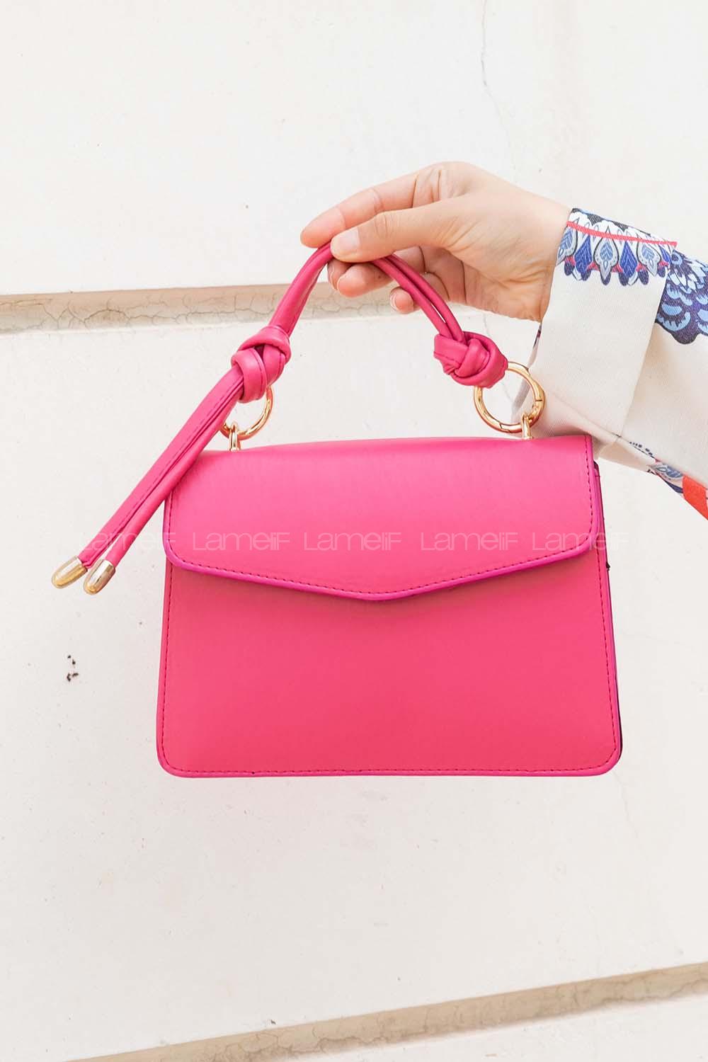 Pink Buckle Skin Hand Bag Bag