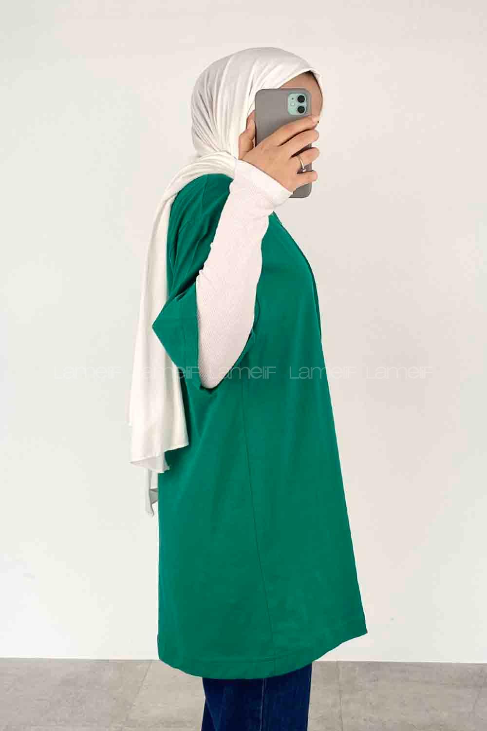 Emerald Green Crew Neck Short Arm Cotton Unprinted T-shirt