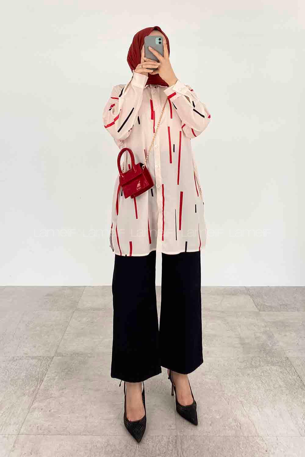 Bone Shirt Collar Long Arm Viscose Fabric Printed Shirt