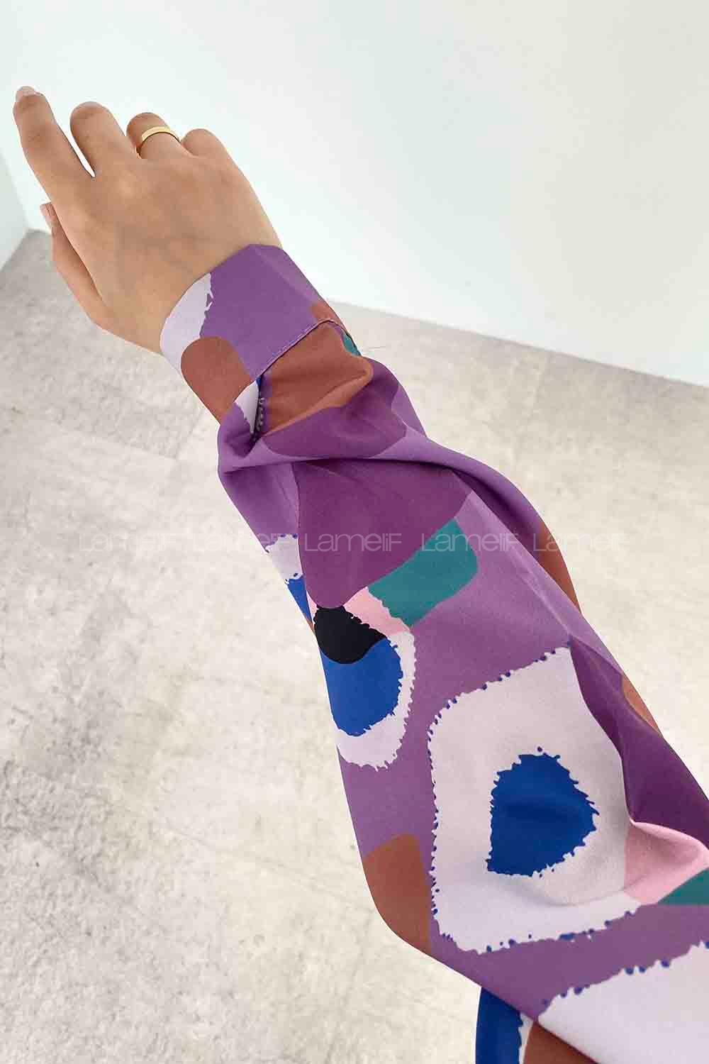 Lilac Shirt Collar Long Arm Cotton Printed Shirt