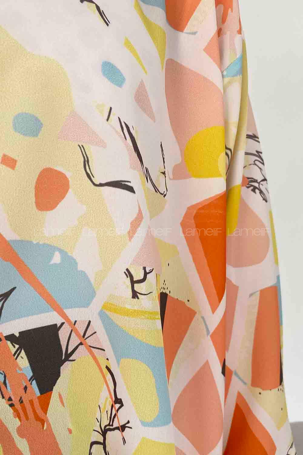 Orange Shirt Collar Long Arm Cotton Printed Shirt