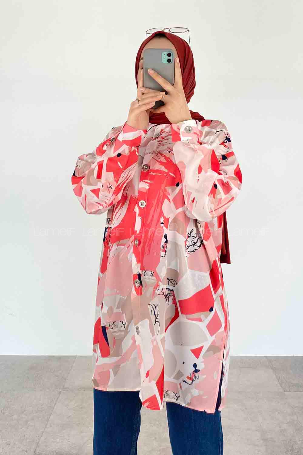 Powder Shirt Collar Long Arm Cotton Printed Shirt