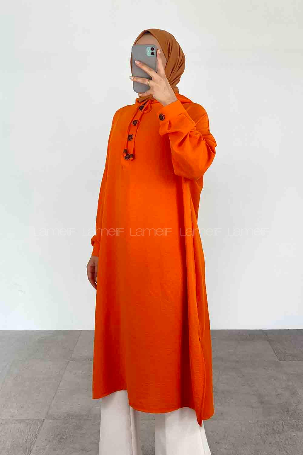 Orange Hood Neck Ayrobin Unprinted Tunic