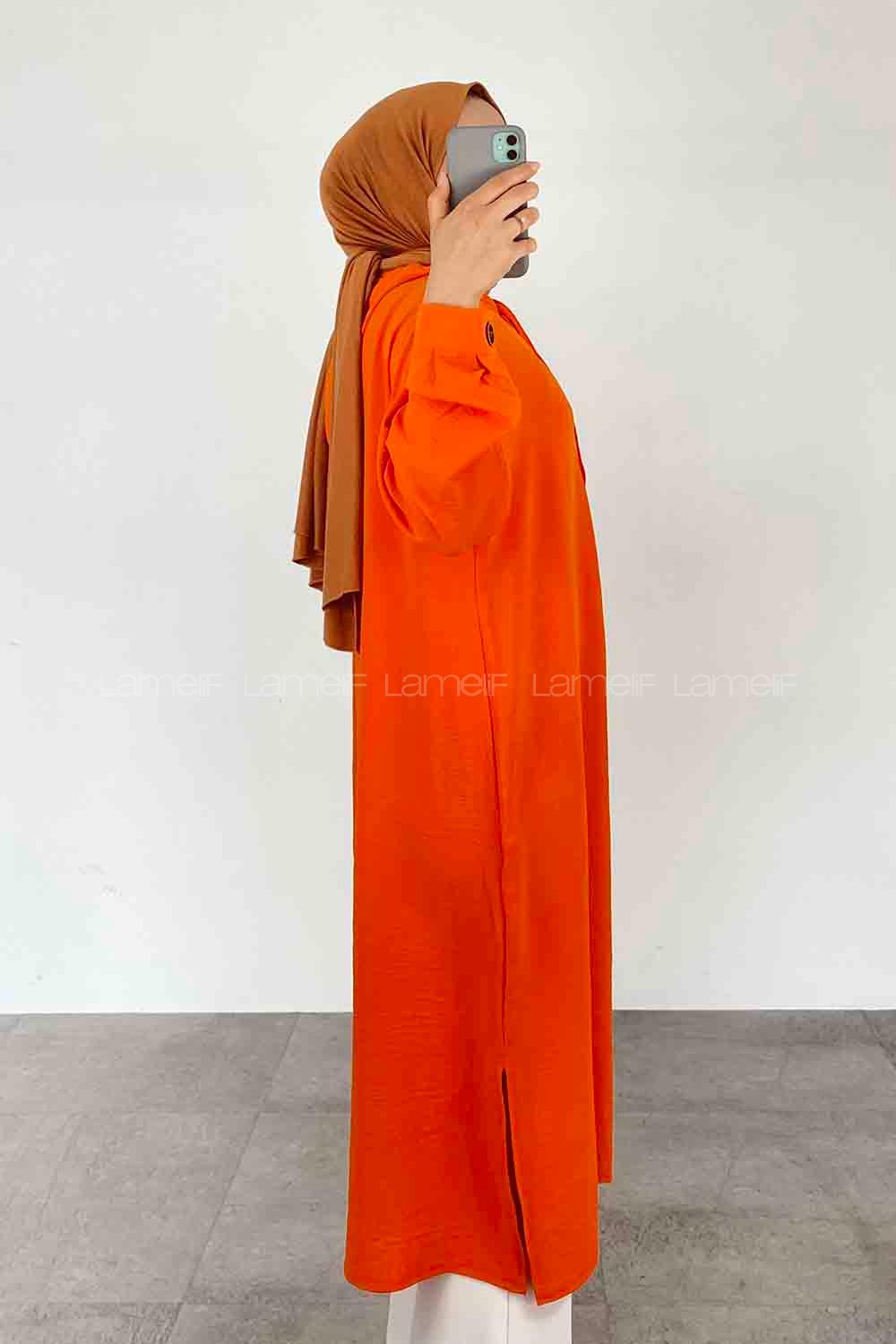 Orange Hood Neck Ayrobin Unprinted Tunic
