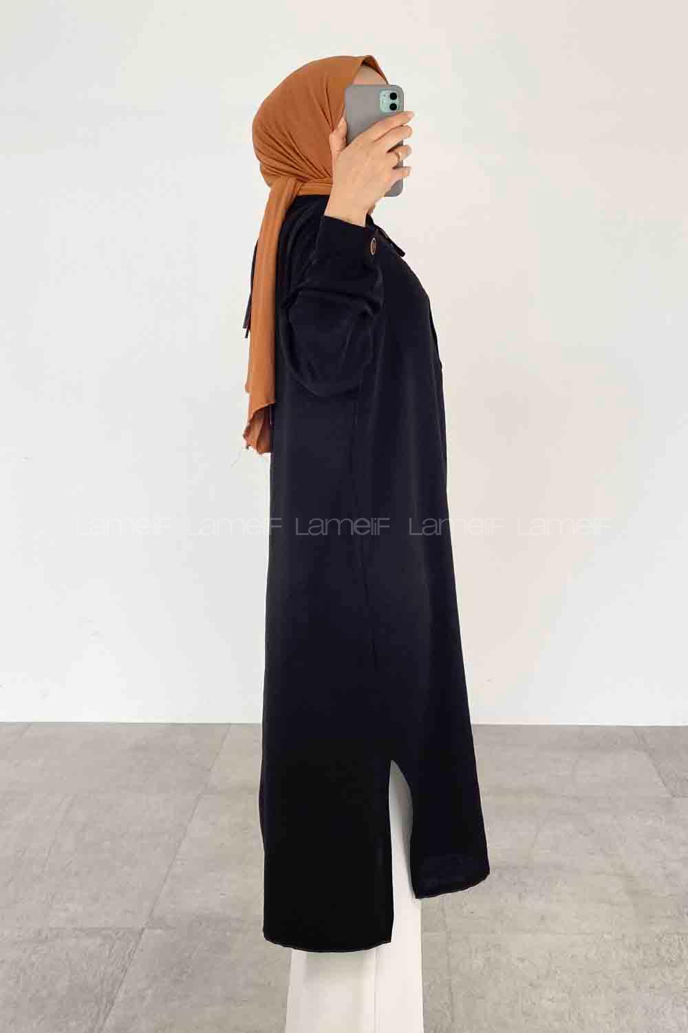 Black Hood Neck Ayrobin Unprinted Tunic