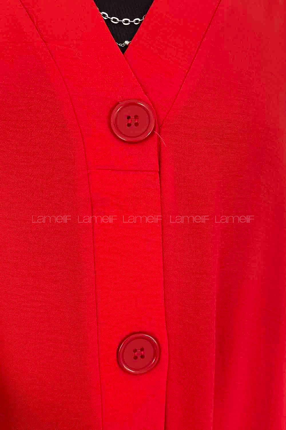 Red V Neck Long Arm Ayrobin Cardigan